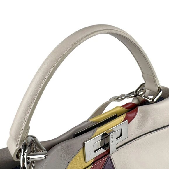 Auth FENDI Peekaboo Medium Handbag Shoulder Bag Multicolor Leather - z4375 - Picture 9 of 14